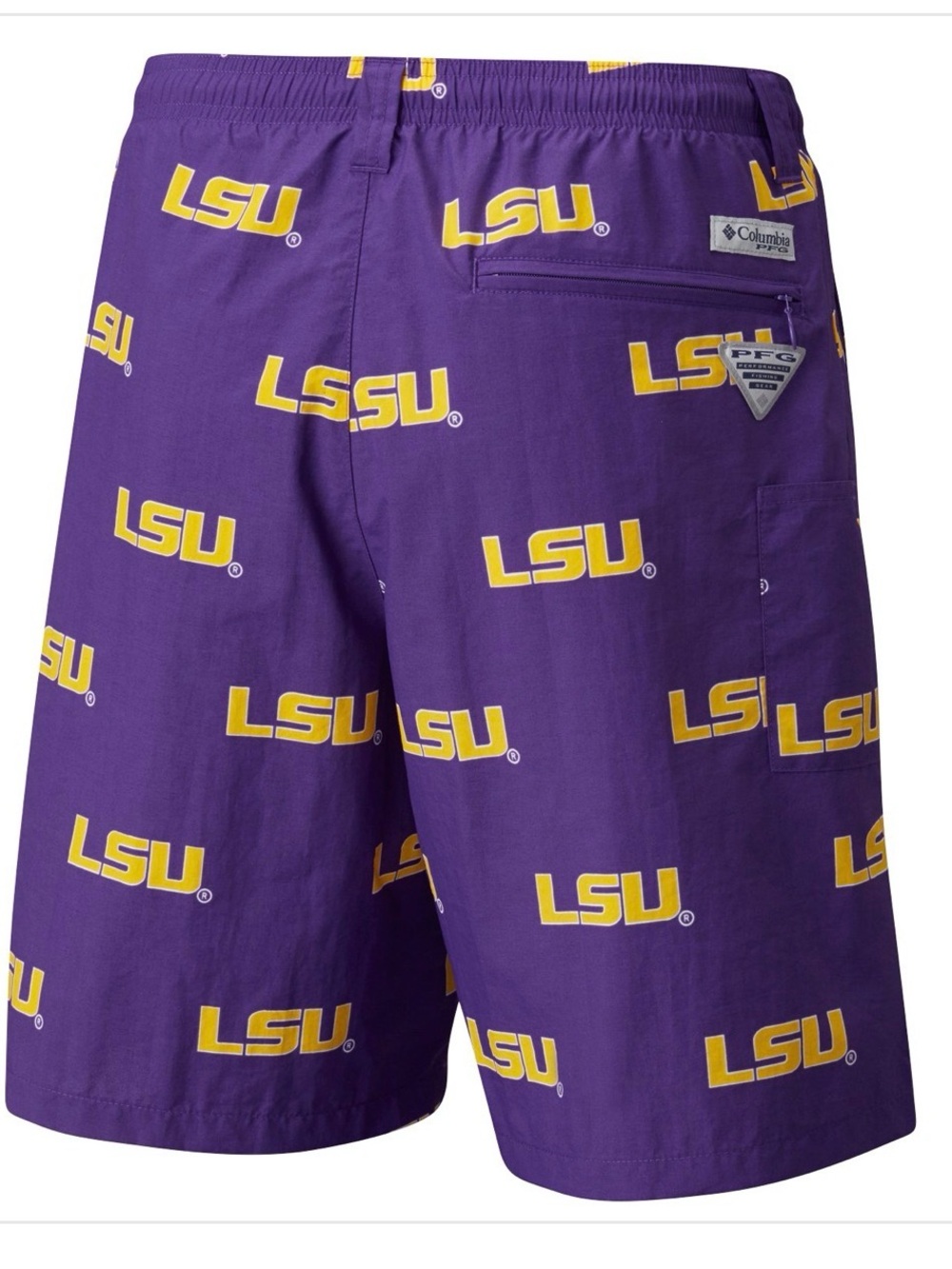 Columbia PFG LSU Tigers Shorts Mens Medium Purple Backcast NWOT - Picture 2 of 14